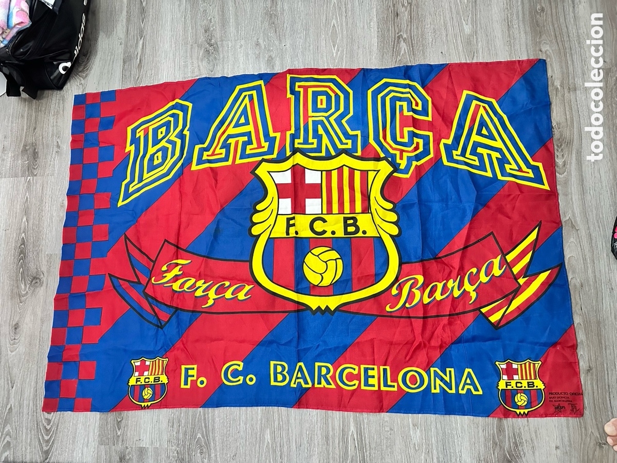 Coleccionismo deportivo: ANTIGUA BANDERA F&Uacute;TBOL CLUB BARCELONA VINTAGE BAR&Ccedil;A