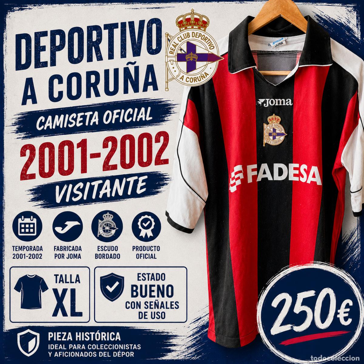 Coleccionismo deportivo: Camiseta oficial del Deportivo 2001-2002