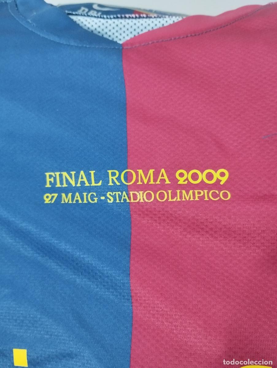 Coleccionismo deportivo: Camiseta con etiquetas fc barcelona final roma 2009 con el dorsal messi a la espalda.