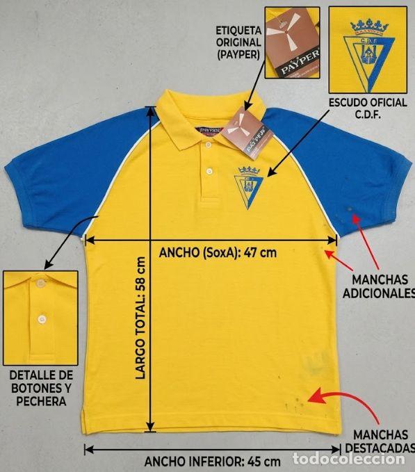 Coleccionismo deportivo: POLO CAMISETA CADIZ CLUB DE FUTBOL MARCA PAYPER CON ETIQUETA A&Ntilde;OS 1990/2000
