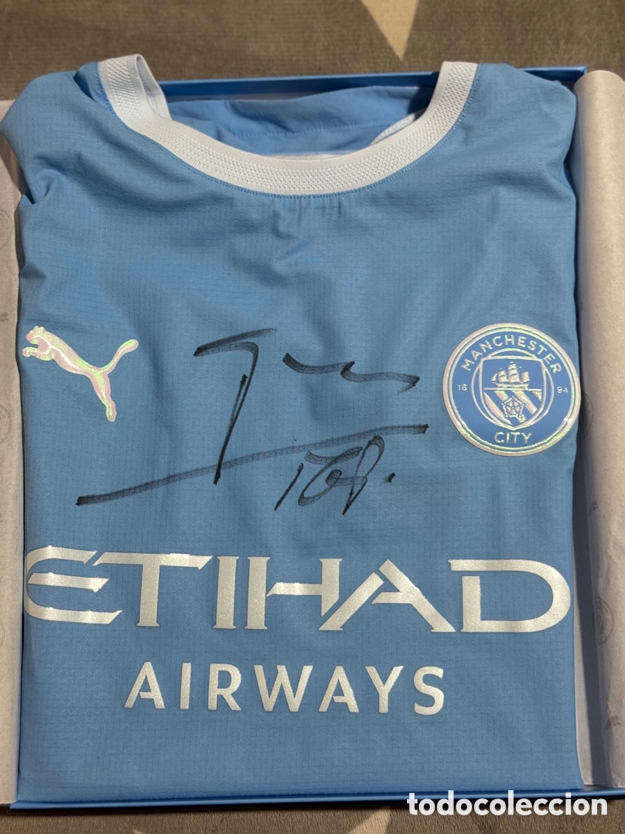 Coleccionismo deportivo: Camiseta original Puma Manchester City firmada por Pep Guardiola (ver fotos)