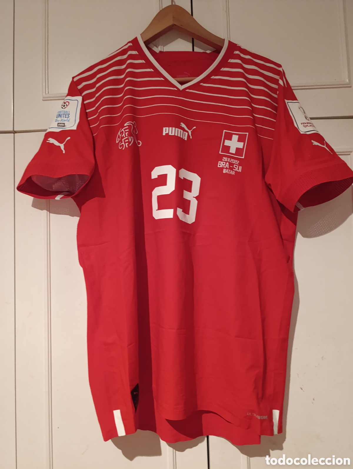 Coleccionismo deportivo: Camiseta matchworn Selecci&oacute;n de Suiza 2022