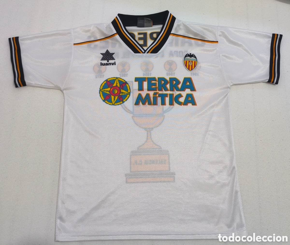 Coleccionismo deportivo: Camiseta Valencia CF 1998-1999 Luanvi Terra M&iacute;tica - Campeones Copa del Rey 1999 - Talla M Original