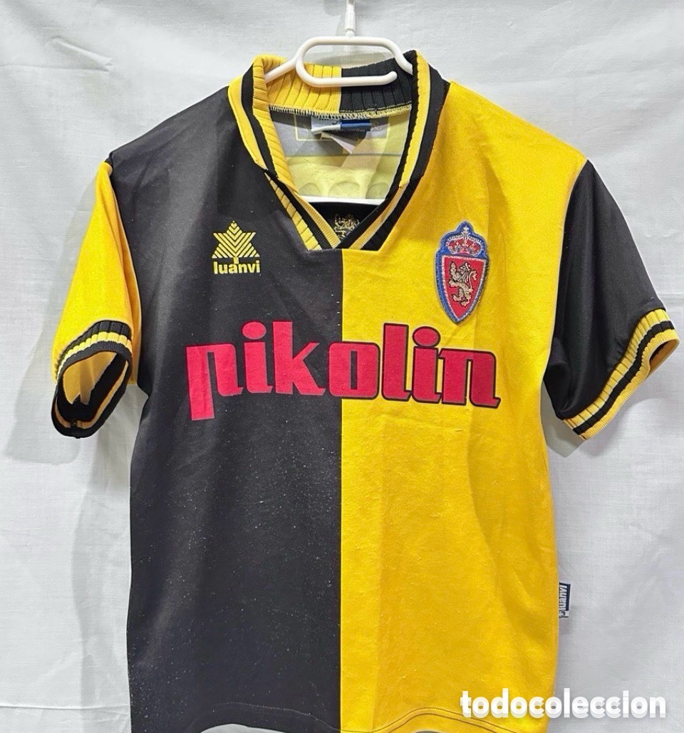 Coleccionismo deportivo: Antigua Camiseta Futbol Club Real ZARAGOZA PIKOLIN JORJE N15 TALLA -4-