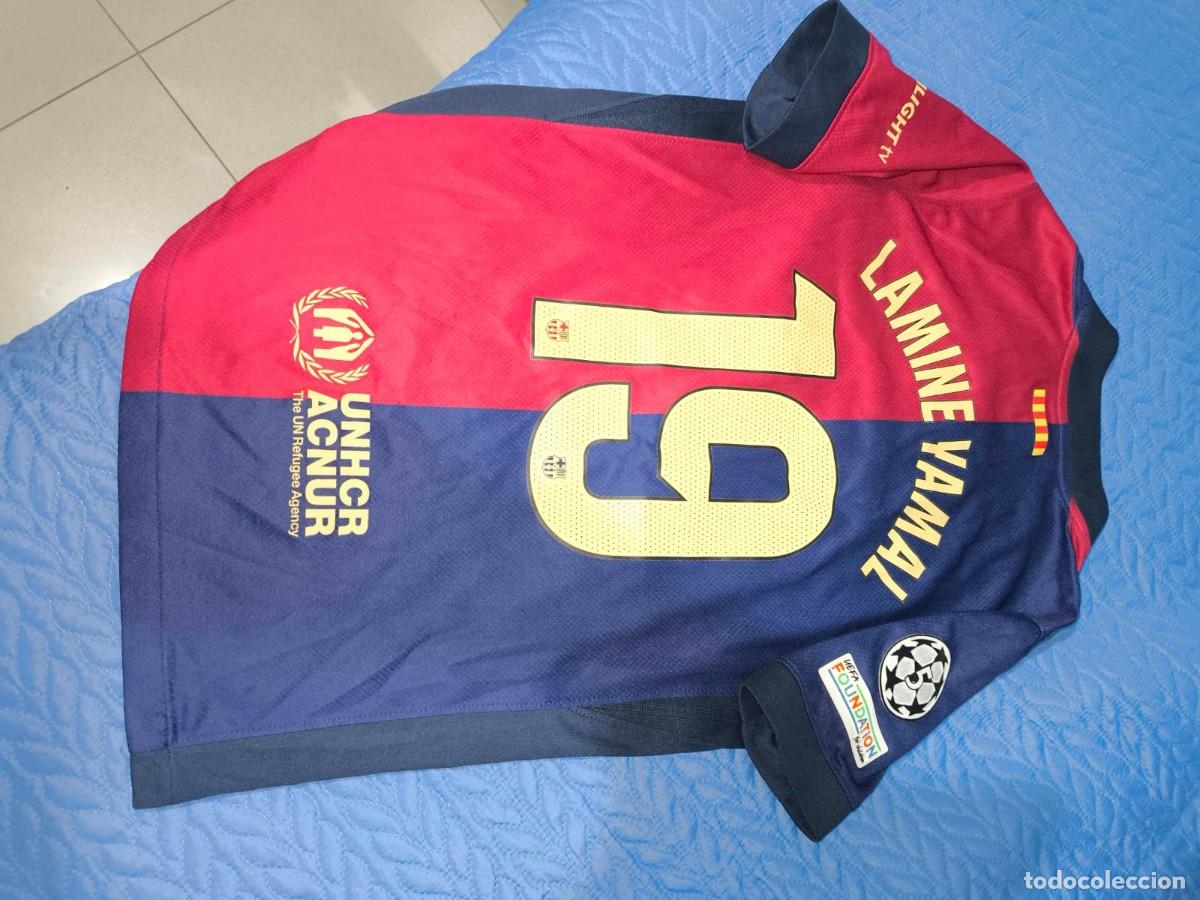 Coleccionismo deportivo: Camiseta FC Barcelona 24/25 Lamine Yamal 19 Ni&ntilde;o M Nike Champions League Original