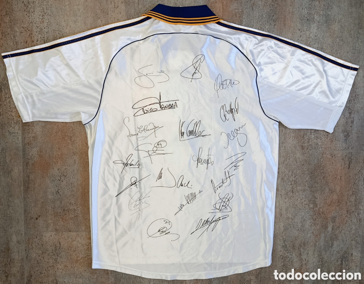Coleccionismo deportivo: Camiseta Real Madrid firmada 1999-2000 Adidas