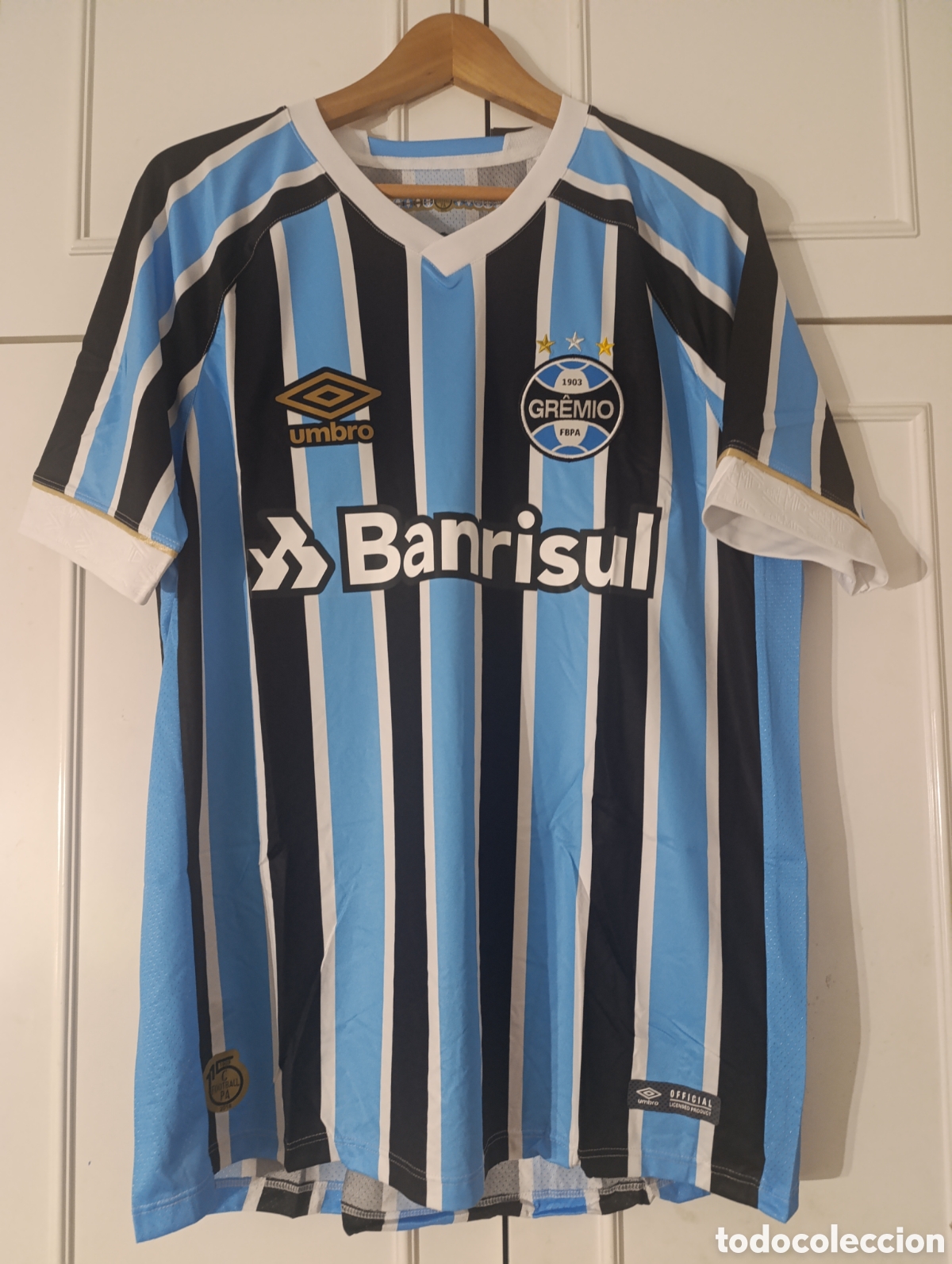 Coleccionismo deportivo: Camiseta casa oficial Gremio Porto Alegre de Brasil
