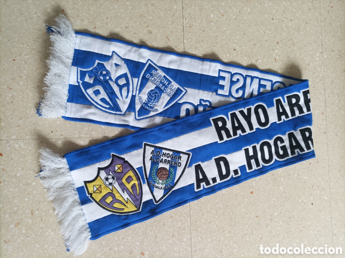 Coleccionismo deportivo: Bufanda futbol Equipos modestos Guadalajara Rayo Arriacense -A.D.Hogar Alcarre&ntilde;o