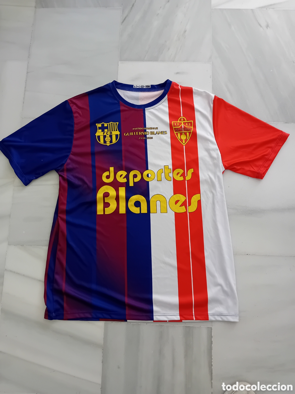 Coleccionismo deportivo: CAMISETA FUTBOL VETERANOS ALMERIA CONTRA BARCELONA
