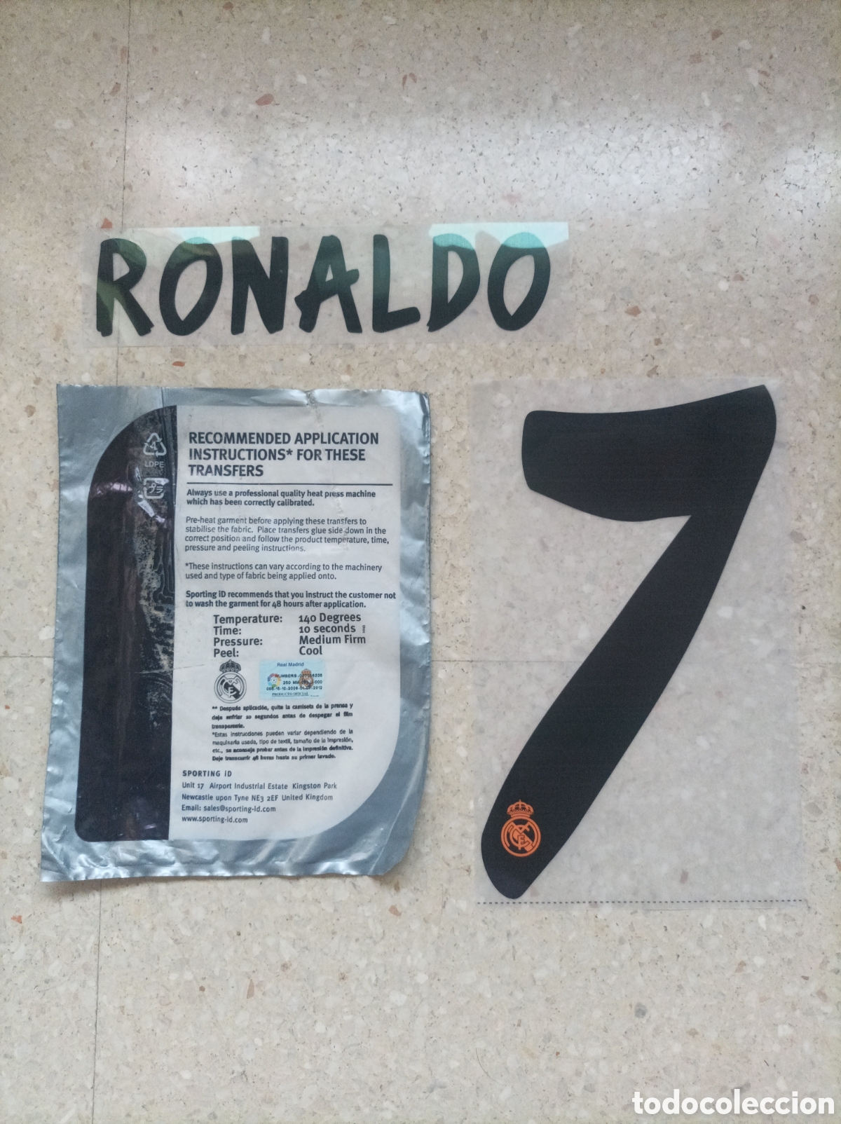 Coleccionismo deportivo: Nameset oficial Sporting ID Ronaldo #7# 2013-14 Home Real Madrid