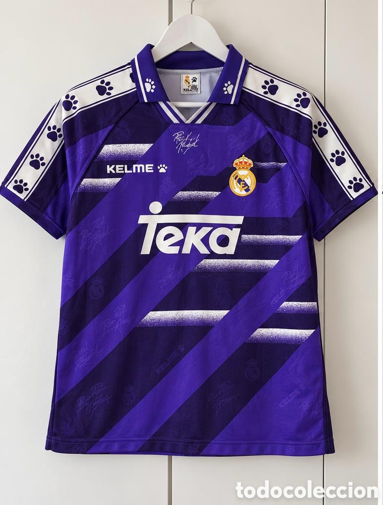 Coleccionismo deportivo: Camiseta Real Madrid 1994-1995 Vintage Lila/Morada | Talla M