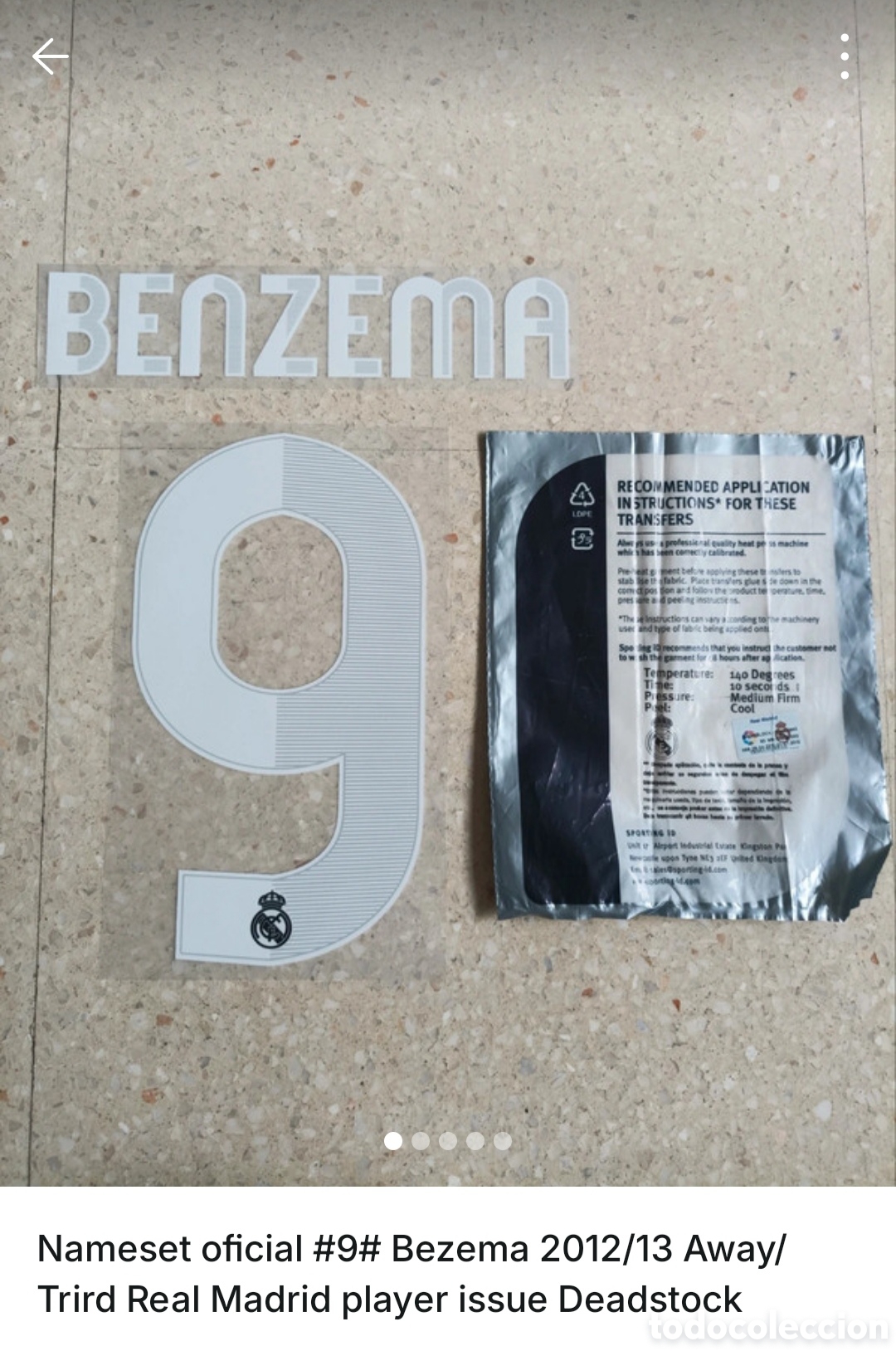 Coleccionismo deportivo: Nameset oficial Real Madrid Benzema Sporting ID
