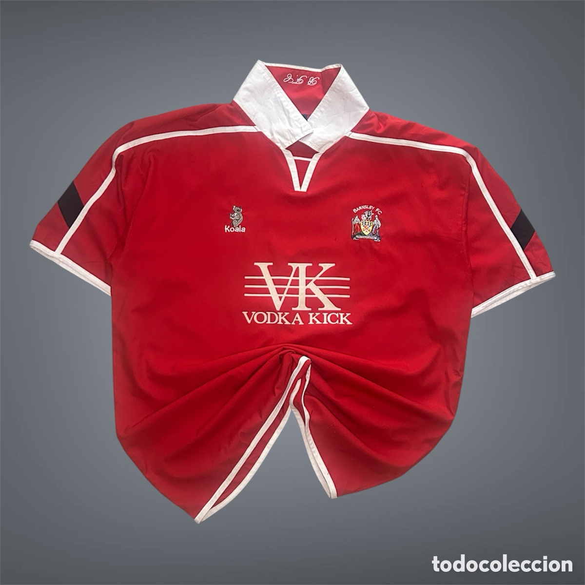 Coleccionismo deportivo: Camiseta f&uacute;tbol vintage Barnsley FC 2002/2003 Koala Vodka Kick - Talla XXL