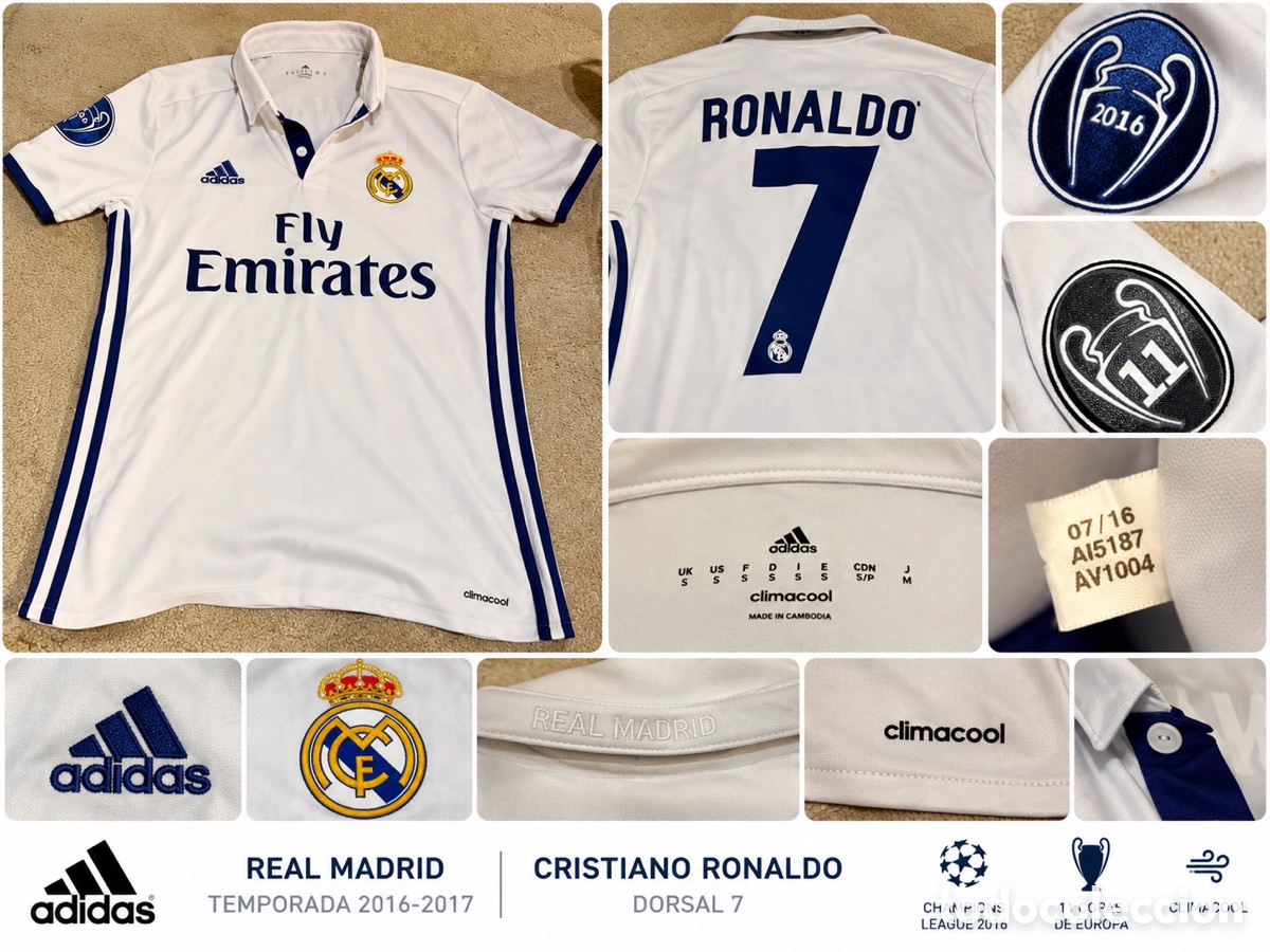 Coleccionismo deportivo: Camiseta Real Madrid 2016/17 Cristiano Ronaldo 7 &ndash; Adidas &ndash; Talla S