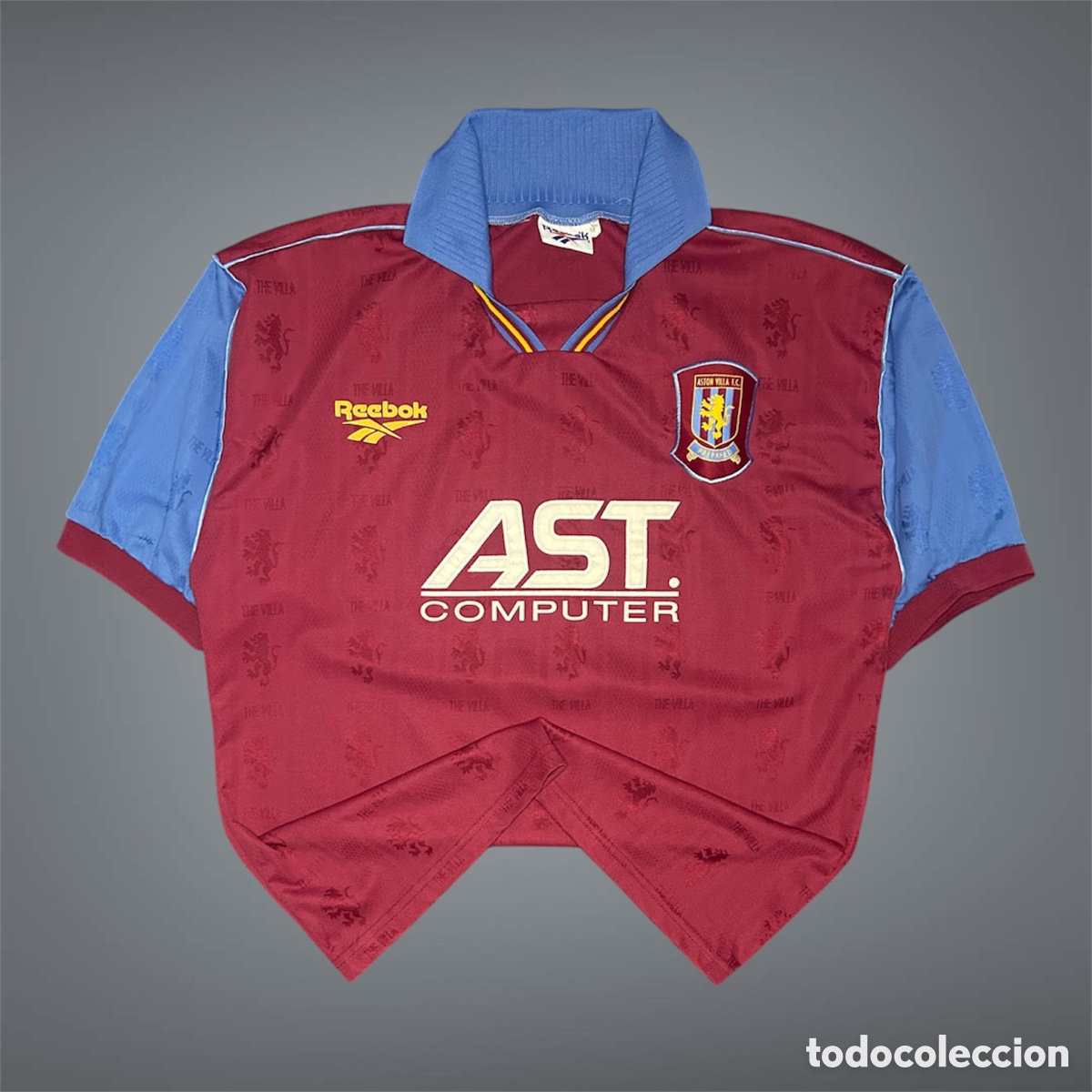 Coleccionismo deportivo: Camiseta f&uacute;tbol vintage Aston Villa 1995/1997 Reebok AST Computer - Talla M