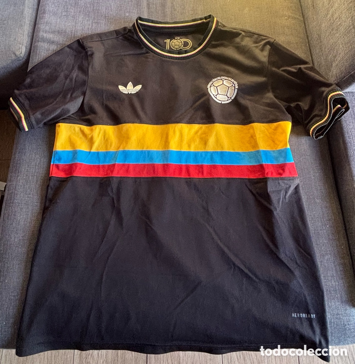 Coleccionismo deportivo: Camiseta Colombia Centenario FCF 1924-2024 Adidas Negra Edici&oacute;n Especial Talla L