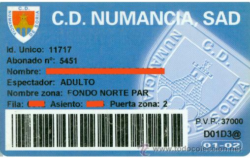 Futbol Carnet De Socio C D Numancia Tempo Sold Through Direct Sale