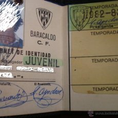 Coleccionismo deportivo: CARNET DEL JUGADOR DE FUTBOL JUVENIL DE BARACALDO C.F, TEMPORADA 1982-83