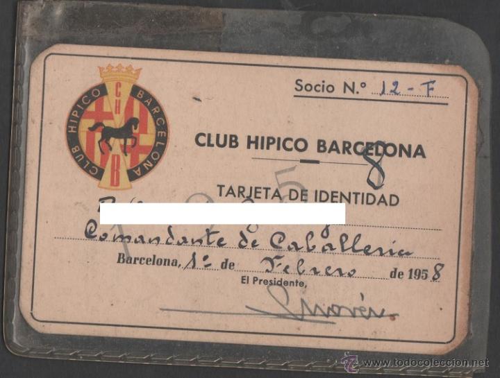 Sammelleidenschaft Sport: 0531 Carnet de Socio del CLUB HIPICO DE BARCELONA - para un COMANDANTE DE CABALLERIA -  1&ordm; de Febrer