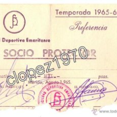 Coleccionismo deportivo: MERIDA, 1965, CARNET SOCIO SOCIEDAD DEPORTIVA EMERITENSE, MUY RARO. Lote 47629283