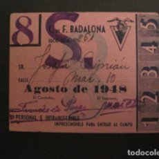 Coleccionismo deportivo: CLUB DE FUTBOL BADALONA - AGOSTO 1948 - CARNET SOCIO -VER FOTOS - (V-8476)
