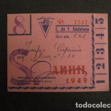 Coleccionismo deportivo: CLUB DE FUTBOL BADALONA - ABRIL 1949 - CARNET SOCIO -VER FOTOS - (V-8489)