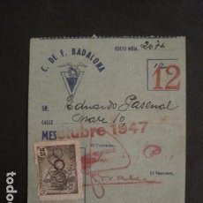 Coleccionismo deportivo: CLUB DE FUTBOL BADALONA - OCTUBRE 1947 - CARNET SOCIO -VER FOTOS - (V-8490)