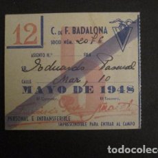 Coleccionismo deportivo: CLUB DE FUTBOL BADALONA - MAYO 1948 - CARNET SOCIO -VER FOTOS - (V-8491)