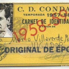 Coleccionismo deportivo: (F-171107)CARNET DE IDENTIDAD DEL C.D.CONDAL 1958-59 HERMANO DE RAMON VILLAVERDE C.F.BARCELONA. Lote 102127163
