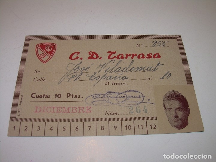 Coleccionismo deportivo: CARNET....C.D. TARRASA - Foto 2