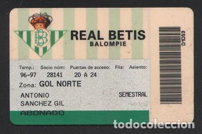 Carnet De Socio Del Real Betis Balompie 1996 19 Vendido En Venta Directa 127112919