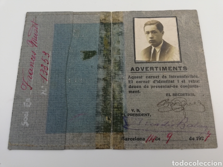 Fc Barcelona Carnet De Identidad Socio Ano 1927 Comprar Carnet De Socios Antiguos En Todocoleccion