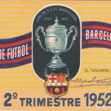 Coleccionismo deportivo: CARNET DEL FUTBOL CLUB BARCELONA DEL AÑO 1952 - 2º TRIMESTRE (FOOTBALL) BARÇA. Lote 178653846