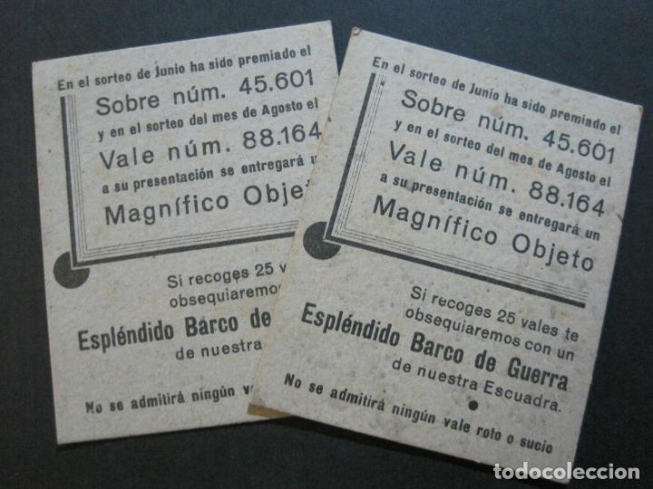 Sports collectibles: CONJUNTO DE 2 VALES PARA EL SORTEO DEL ESPLENDIDO BARCO DE GUERRA-VER FOTOS-(69.533)