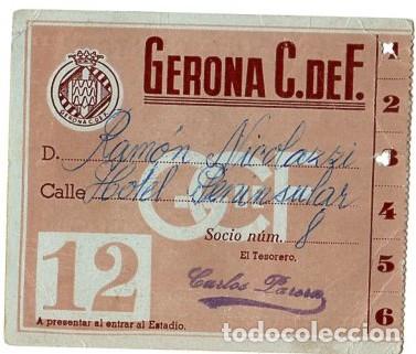 Sports collectibles: GERONA C. DE F. CARNET DE SOCIO N&Uacute;MERO 8 A NOMBRE DE RAM&Oacute;N NICOLAZZI *** HOTEL PENINSULAR GIRONA