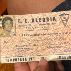 Coleccionismo deportivo: TARGETA JUGADOR C.D ALEGRÍA TEMPORADA 1978- 1979. Lote 214382947