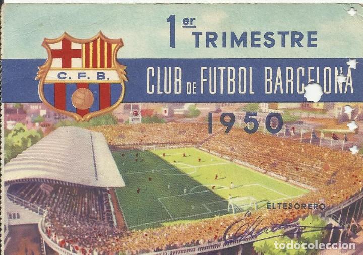 Sammelleidenschaft Sport: Carnet Club de F&uacute;tbol Barcelona. 1er trimestre 1950. 8,5x12,5 cm. Buen estado con signos de la edad.