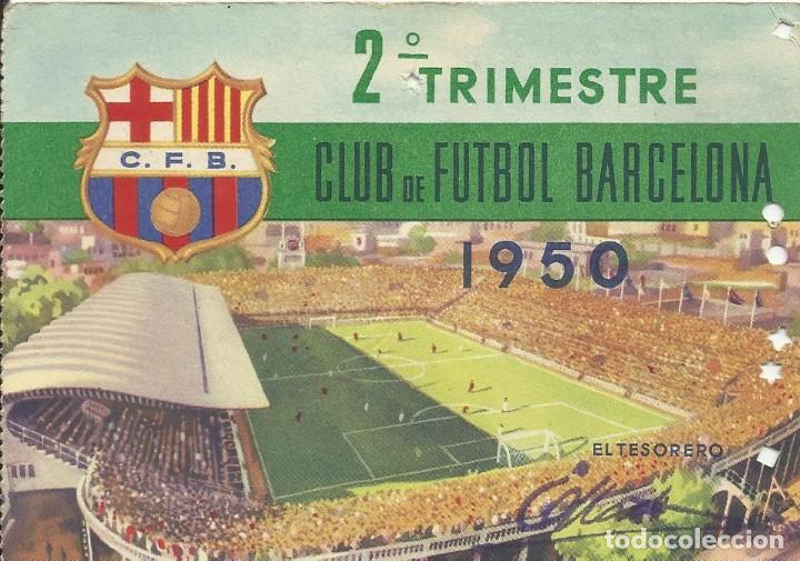 Sammelleidenschaft Sport: Carnet Club de F&uacute;tbol Barcelona. 2&ordm; trimestre 1950. 8,5x12,5 cm. Buen estado con signos de la edad.