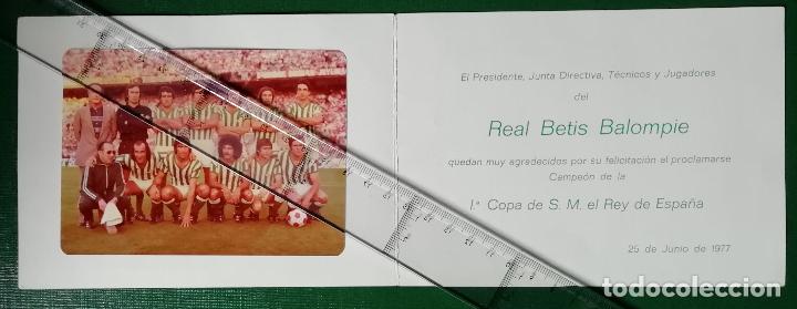 Sammelleidenschaft Sport: REAL BETIS BALOMPIE. FUTBOL. CAMPEON COPA DEL REY 1977. TARJETON QUE SE DIO CUANDO LA GANO