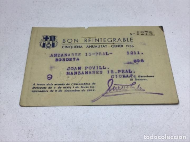 Sammelleidenschaft Sport: BON REINTEGRABLE F.C. BARCELONA A&Ntilde;O 1936