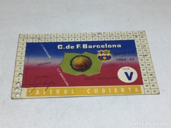 Sammelleidenschaft Sport: CARNET ABONO DE TEMPORADA 1964 - 1965 - LATERAL CUBIERTA - F.C. BARCELONA