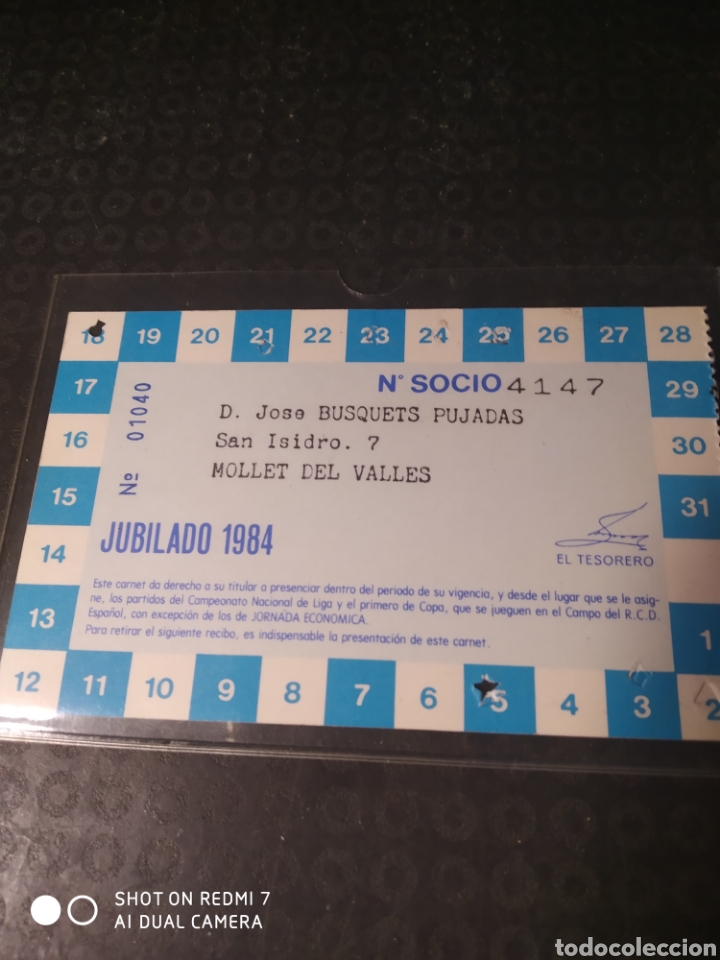 Coleccionismo deportivo: Carnet Jubilat RCD Espanyol - Foto 2