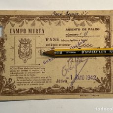 Coleccionismo deportivo: JÁTIVA FUTBOL C. D. OLIMPIC, CARNET DE SOCIO. CAMPO MURTA (1 MAYO 1942) COMPLETO…. Lote 299199613