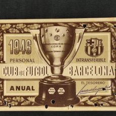 Coleccionismo deportivo: AÑÓ 1946 - CARNET DE SOCIO CLUB DE FUTBOL BARCELONA - ANUAL -. Lote 299205458