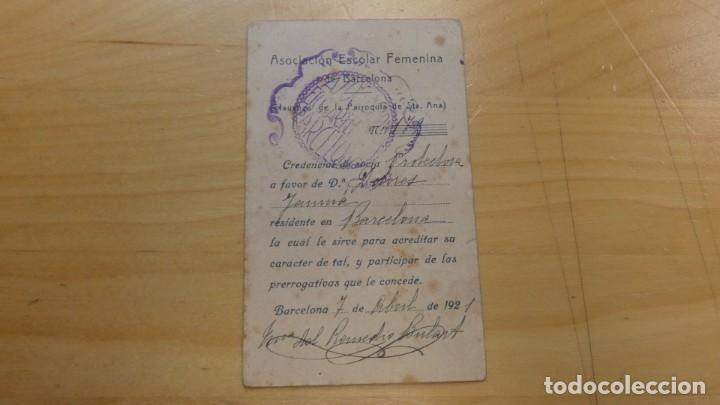 Sports collectibles: TARJETA CREDENCIAL DE SOCIA DE LA ASOCIACI&Oacute;N ESCOLAR FEMENINA DE BARCELONA . A&Ntilde;O 12921