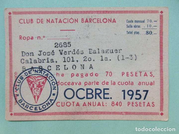 Sammelleidenschaft Sport: Antiguo Carnet del club de nataci&oacute;n de Barcelona de 1.957