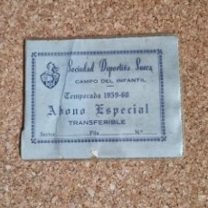 Coleccionismo deportivo: S.D. SUECA - ABONO DE LA TEMPORADA 1959 / 60 - MUY RARO
