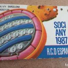 Coleccionismo deportivo: CARNET SOCIO/ SOCI RCD. ESPAÑOL / ESPANYOL ANUAL / ANY 1987
