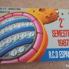 Coleccionismo deportivo: CARNET SOCIO/ SOCI RCD. ESPAÑOL / ESPANYOL 2º SEMESTRE 1987