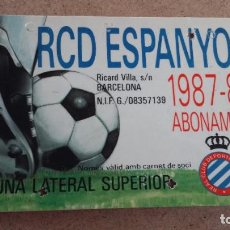 Coleccionismo deportivo: CARNET SOCIO/ SOCI RCD. ESPAÑOL / ESPANYOL ABONO ABONAMENT 1987-88 TRIBUNA LATERAL SUPERIOR. Lote 325963818